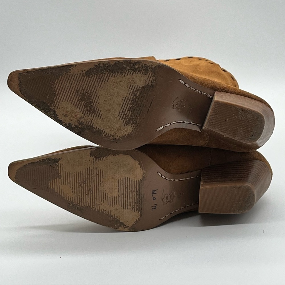Michael Kors Brown Suede Cowboy Pull On Mid-Calf Pointed Raped Heal Boots 8M - Picture 10 of 14
